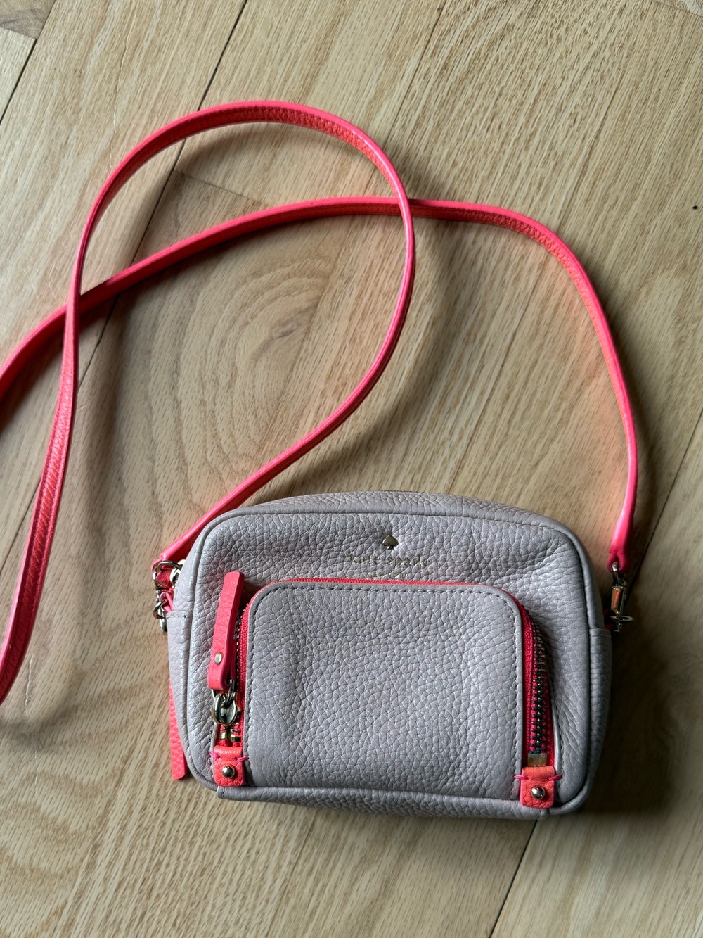 Pink Accent Pebbled Crossbody Bag